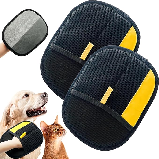 Pet Hair Removal Glove-2 Pack Reusable Electrostatic Pet Hair Remover Glove, Pet Hair Removal Tool for Cats & Dogs - Suitable for Couch, Clothing, Carpet, Furniture, Car Seats