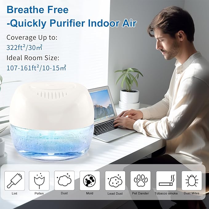 Purifier Air Washer, Air Fresher Aroma Diffuser for Home, Office, Air Purifier with Night Light (White)