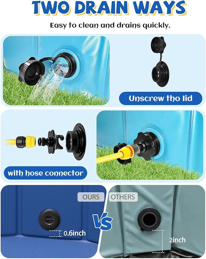 Foldable Dog Pool, YSJILIDE Portable PVC Pet Swimming Pool, Collapsible Plastic Bath for for Large Medium Small Dogs & Kids (XXXL-79"x 16" Blue)