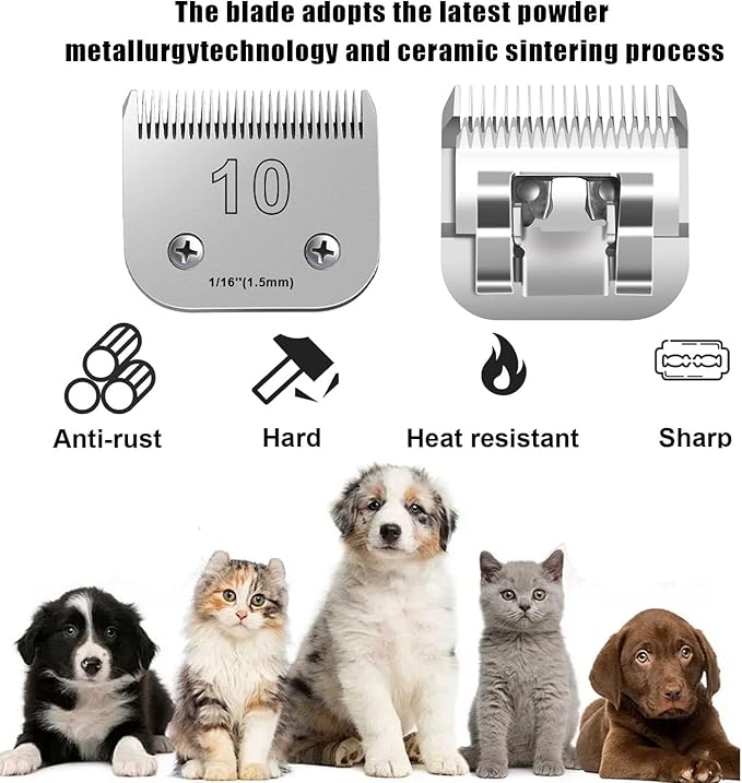 5PCS Dog Grooming Blades Compatible with Andis,Oster A5,Wahl km10 Dog Clippers,Detachable Dog Clipper Replacement Blade for Dog Cat Horse Animal,Size:5PCS -#10+30+4FC+5FC+7FC