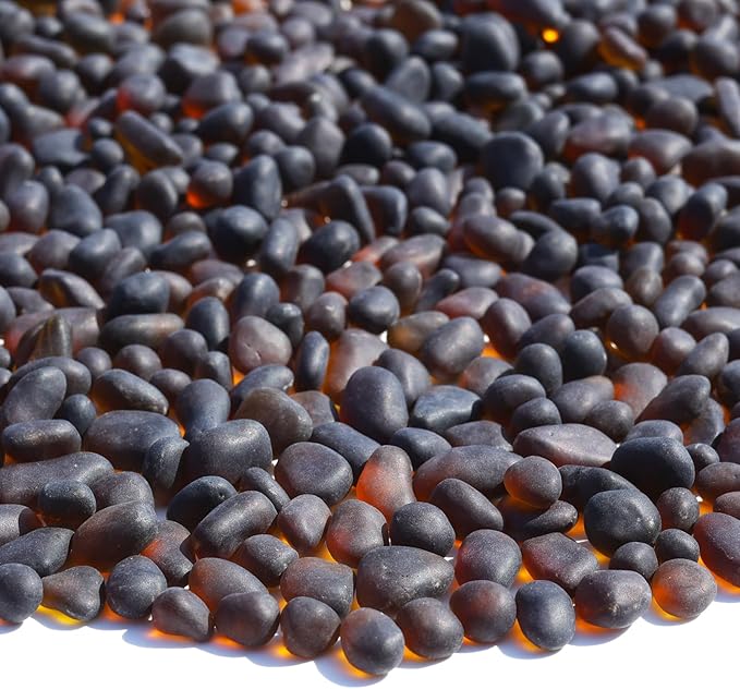 Sea Glass Stones - 2.9LB/46.4oz Brown Frosted Glass Pebbles Gemstones - Perfect for Aquarium Rocks, Fish Tank Gravel, Vase Fillers, Seaglass DIY Crafts, and Home Decor