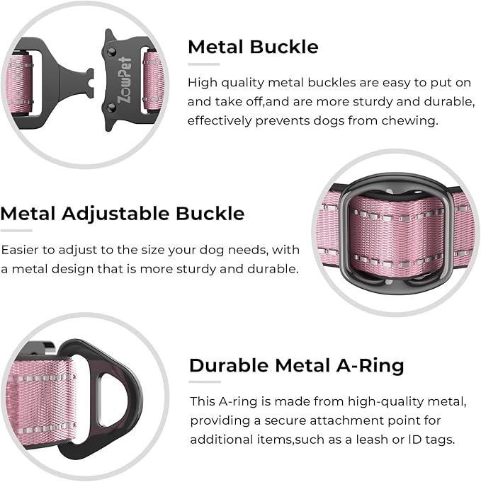 2025 Upgrade Airtag Dog Collar, Reflective Dog Collar with Airtag Holder, IP68 Waterproof| Metal Buckle| Ultra-Durable| Comfortable Padded, GPS Dog Collars for Medium Large Dogs (Pink,M)