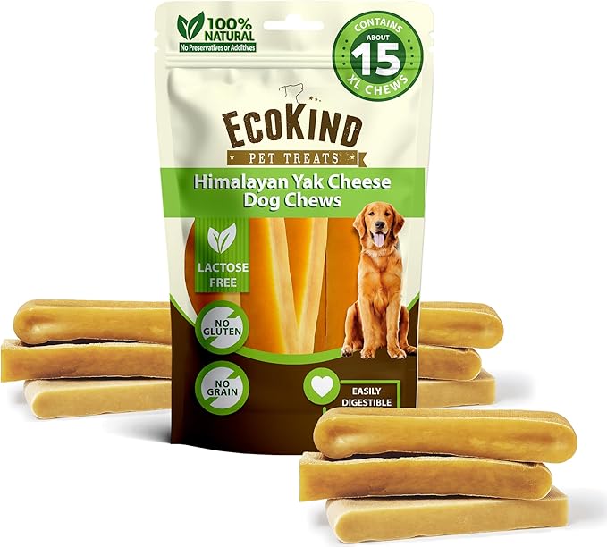 EcoKind Premium Gold Monster Yak Cheese Himalayan Dog Chew, Dog Treats Large Breed, All Natural, High Protein, for Aggressive Chewers, XL - 15+ Chews (5 lbs)