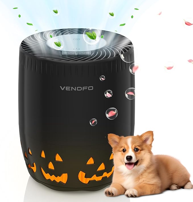 Air Purifiers for Home Bedroom up to 1076ft², True HEPA Air Filters Dust Pets Smoke Hair, 3 Fan Speeds Quiet, Timer Settings, Rechargeable Air Cleaner Office, Bedroom, Pets, Car(Black)
