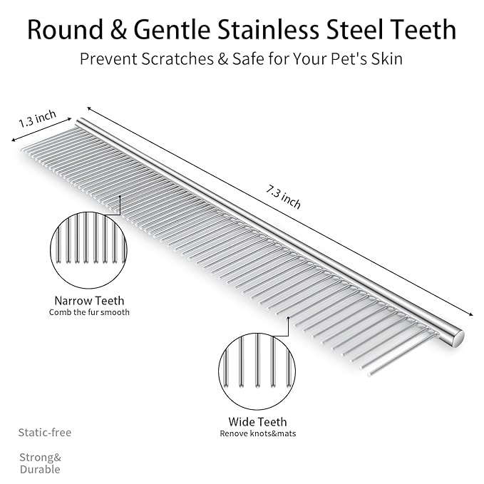 3 PCS Dog Grooming Brush Kit – Self Cleaning Slicker Brush for Shedding Short & Long Haired Dogs & Cats. Removes Loose Fur, Undercoat, Mats, Tangles for Small, Medium & Large Pets. Purple