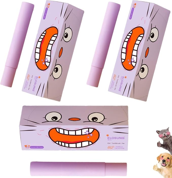 Pet Toothbrush Pen & Oral Repair Gel for Dogs & Cats – Teeth Cleaning Pen, Natural Plant Substance Tartar Remover for Repairing Pets' Teeth (3pcs)