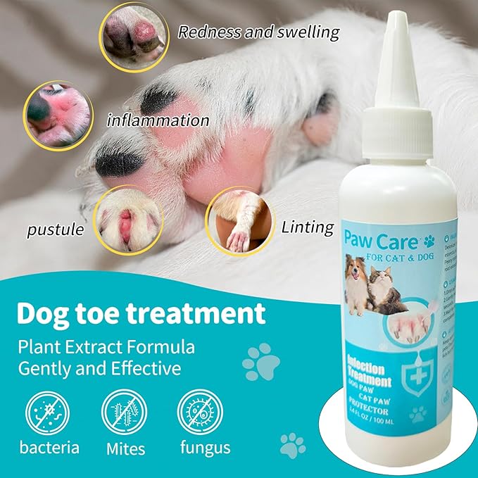Itch Relief Dog Paw Cleaner, Dog Licking Paws Treatment,Paw Cleaner for Dogs,3.4oz Dog Paw Cleaning Solution, Dog Foot Cleaner, No Rinse Pet Toes Drops Safe Cat Cleanser Care for Cleaning Grooming