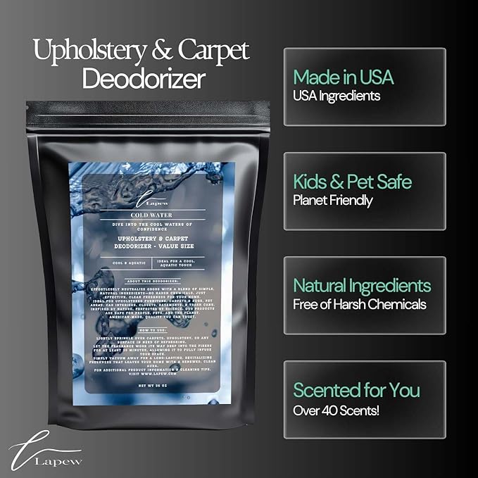 Cold Water Carpet Freshener Powder Refill 36 oz | Powerful Odor Eliminator for Home | Upholstery Deodorizer | Carpet Deodorizer | Pet Urine | Cat Litter Box | Cool Water Fragrance