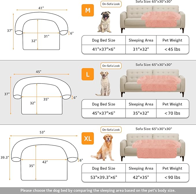 GGIB Calming Dog Bed Fluffy Plush Dog Mat for Furniture Protector with Removable Washable Cover for Large Medium Small Dogs and Cats (Large, Pink)