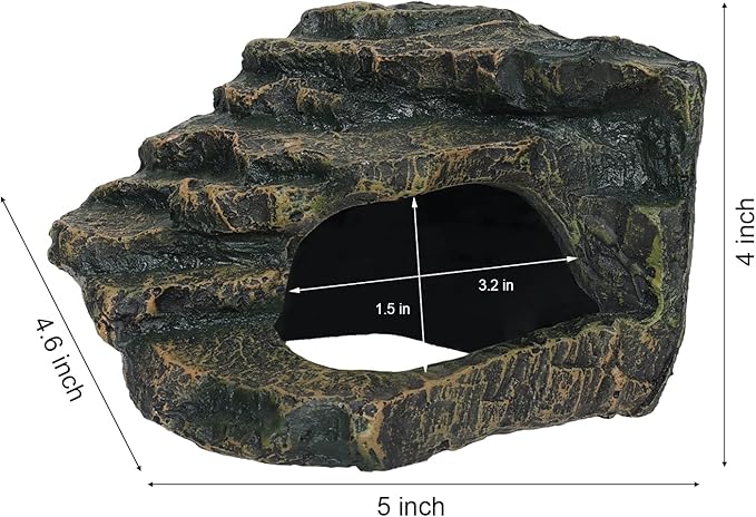 Gecko Tank Acccessories, Turtle Tank Accessories, Perfect Tortoise Hide Fish Tank Decor for Betta, Fish, Snake Hide, Professional Turtle Basking Platform (Medium)