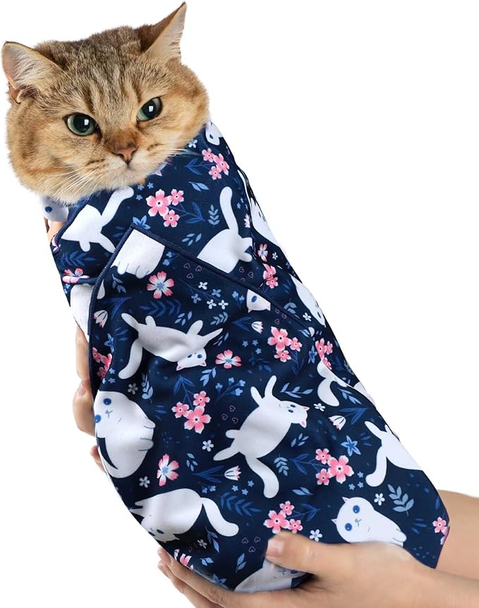 Paw Legend 21.7" Cat Wrap for Grooming Cat Wrap for Cutting Nails Cat Restraint for Nail Clipping Self Adhesive Blanket Restraint Cloth for Cats Within 6lbs