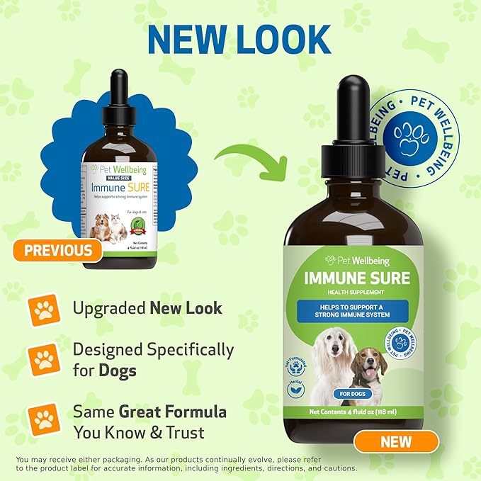 Pet Wellbeing Immune Sure for Dogs - Supports Normal Immune Defenses, Gut Flora Balance, Andrographis, Echinacea, Vitamin C, Zinc - Veterinarian-Formulated Herbal Supplement 4 oz (118 ml)