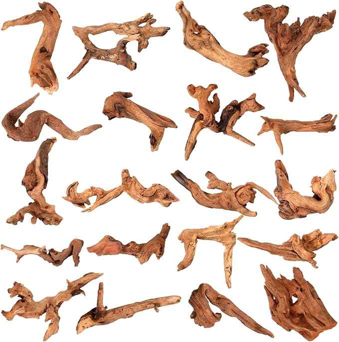 Suzile 20 Pcs Small Natural Coral Driftwood for Aquarium 4-7 Inches Driftwood Assorted Shapes Reptile Terrarium Decor Drift Wooden Branch for Fish Tank Aquarium Decoration