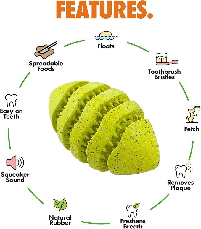 Max Fusion with Nike Grind, Arlee Spiro Football Treat Dispensing Dog Toy, Durable Dog Treat Toy, M