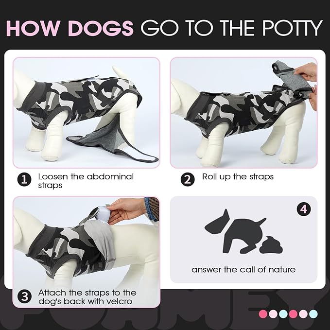 FUAMEY Dog Recovery Suit Male,Dogs Surgery Neuter Suits Puppy Spay Shirts for Female Protect Dog's Skin Anti Licking Abdominal Wounds Doggie Onesie Pet Bodysuit Alternative to Cone Grey Camouflage M