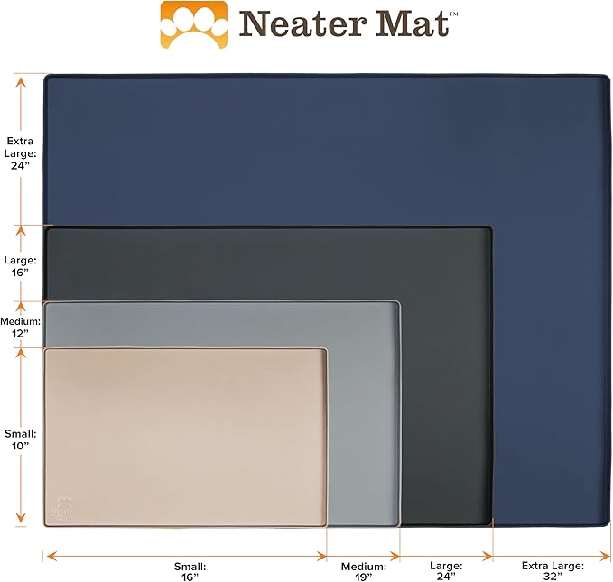 Neater Pet Brands Neater Mat Pet Mats for Food and Water, Cat & Dog Bowl Mat Waterproof Silicone, Feeding Tray, Dog Food Mats for Floors, Placemat w/Raised Edge for Under Bowls, 19” x 12”, Light Blue