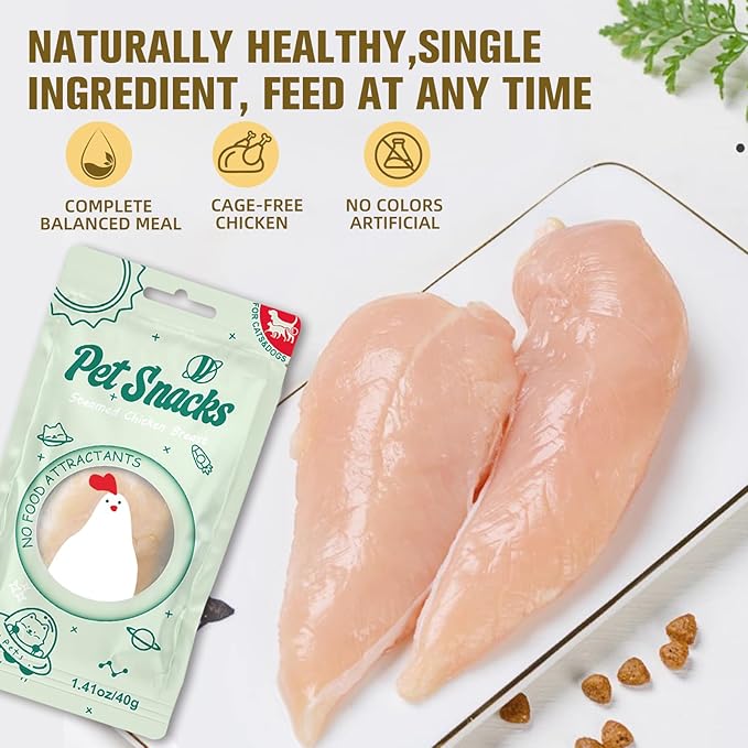 Cat Food Topper for Picky Eaters & Healthy Soft Cat Treat (Chicken), Wet Food with Gravy, High Protein & Limited Ingredient 6 Pack