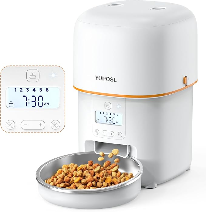 Automatic Cat Feeders - 2L Cat Food Dispenser Easy to Use, Timed Automatic Pet Feeder with Over 180-day Battery Life, 1-6 Meals Dry Food Programmable Portion Control Also for Dogs