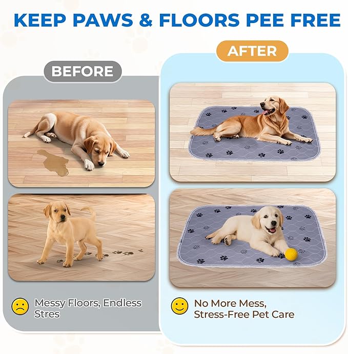 Fostanfly Reusable Puppy Pads, 2 Pack 18"x 24" Washable Pee Pads for Dogs, Absorbent and Leakproof Wee Wee Mat, Waterproof Non Slip Training Mats for Potty, Crate, Playpen, Bed, Sofa