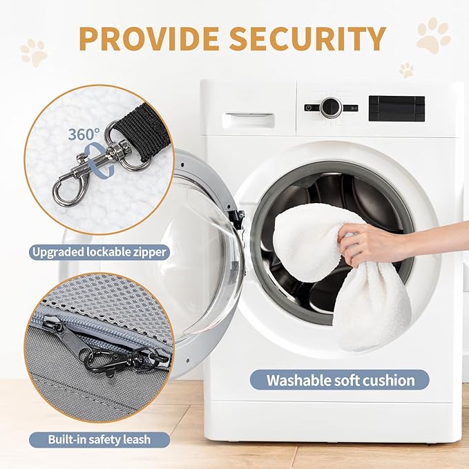 ‌Petsfit Airline Approved Pet Carrier for Small Cats, 16.5x8.6x11 TSA Approved Carrier, with Removable Dual-Sided Padding (2-Way Placement) - Fits Under Most Airplane Seats, Escape Proof (Gray)