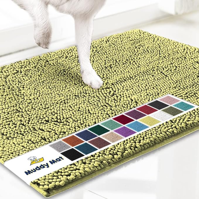 Muddy Mat® AS-SEEN-ON-TV Highly Absorbent Microfiber Door Mat and Pet Rug, Non Slip Thick Washable Area and Bath Mat Soft Chenille for Kitchen Bathroom Bedroom Indoor and Outdoor - Yellow 48" x 72"