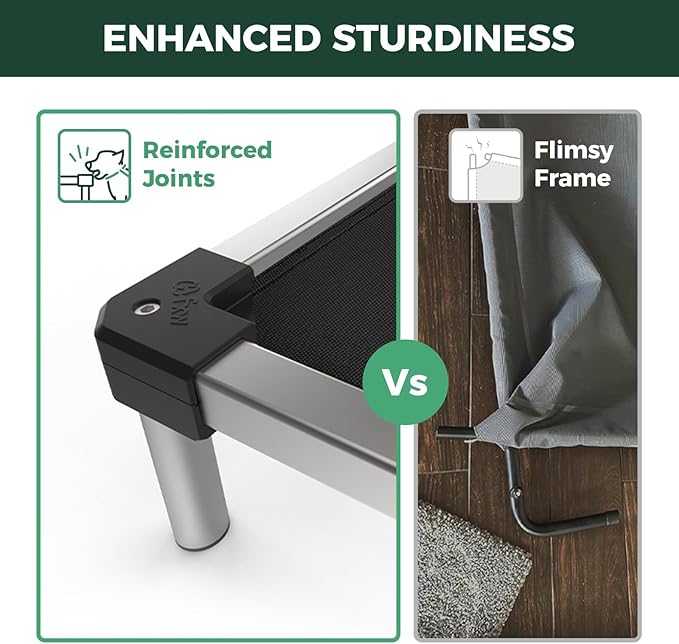 FXW TitanNest Chew-Proof Elevated Dog Bed, Raised Cot for Indoor/Outdoor/Camping Use, Durable & Waterproof Cooling Pet Bed with Exclusive Cover for Extra Large Dogs, 56.0" L x 31.0" W x 7.3" H, Black