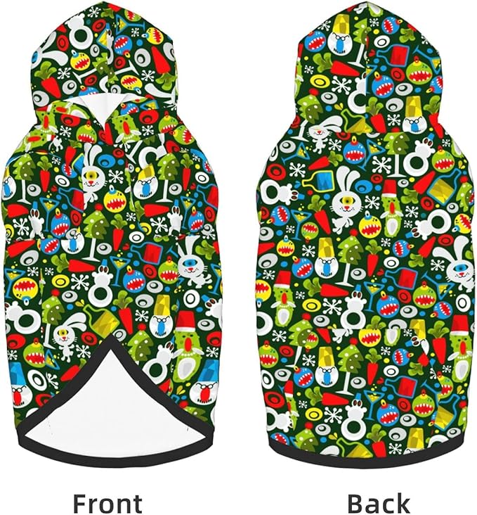 Christmas Green Monster Hoodie,Christmas Cosplay Dog Clothes with Pocket and Hat Winter Clothes Sweaters Large