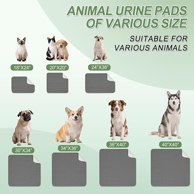 Washable Pee Pads for Dogs, 2 Pack Reusable Puppy Pads Dog Pads, Non-Slip Dog Pee Pads, Leakproof Pet Pee Pads Wee Wee Pads for Dogs. (Dark Grey, 36"x40"(Pack of 2))