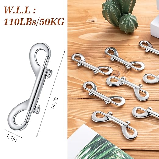 Hotop 20 Pcs 3.5 Inch Double Ended Bolt Snaps Hooks Zinc Alloy Trigger Chain Metal Clips Key Holder for Linking Key Chain Dog Leash Collar Pet Sling Feed Buckets(Silver)