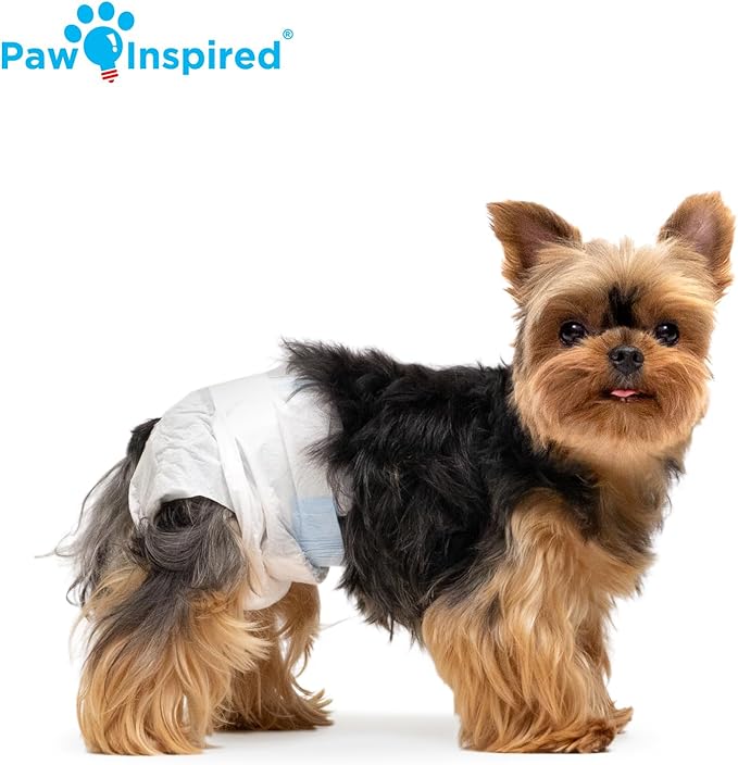 Paw Inspired Disposable Dog Diapers | Female Dog Diapers Ultra Protection | Diapers for Dogs in Heat, Excitable Urination, or Incontinence (12&144 Count) (X-Small (144 Count))