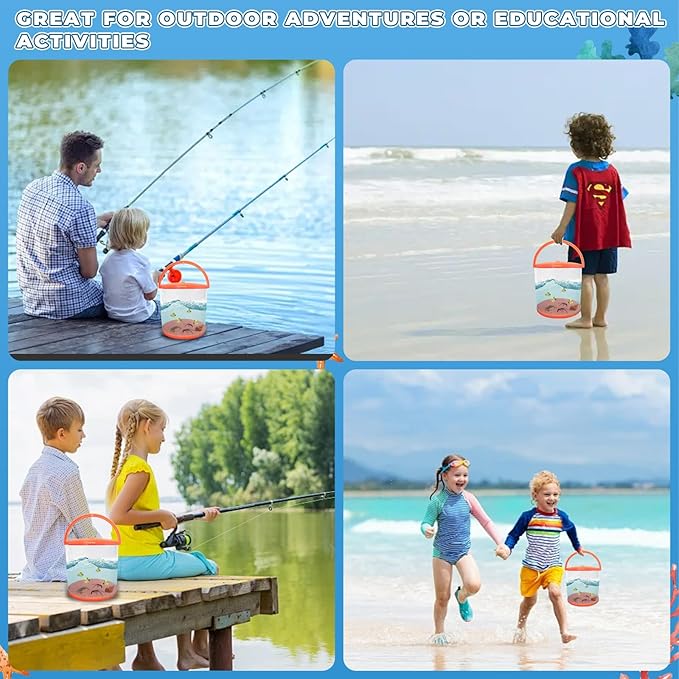 Foldable Small Aquarium, Portable Fish Tank, Fish Transport Container, Plasitc Fish Bowl, Beginner Tank, Great Concept for Catching and Release Critters, Beach, Pool and Lake (Red, Large)