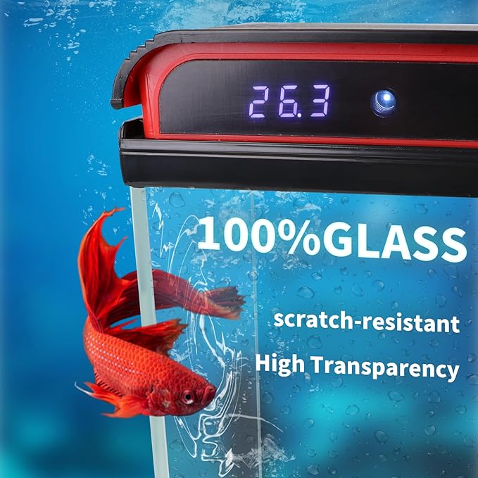 20 Gallon Fish Tank, Large Smart Aquarium with Self-Cleaning Pump 3 Color Lights Water Temperature Detection System, Smart Fish Tank for Betta Shrimp Guppy Goldfish Beta, Home Decor Gift with Tank