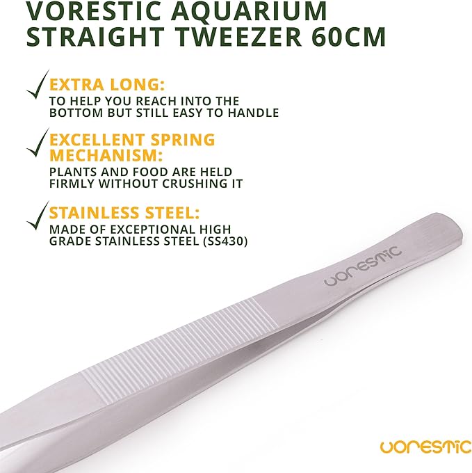 Heavy Duty Aquarium Tweezers Extra Long 24 Inch, Straight Aquarium Plant Tweezers, Long Tweezers for Terrarium and Aquarium, Aquarium Tongs, Long Tweezers for Plants