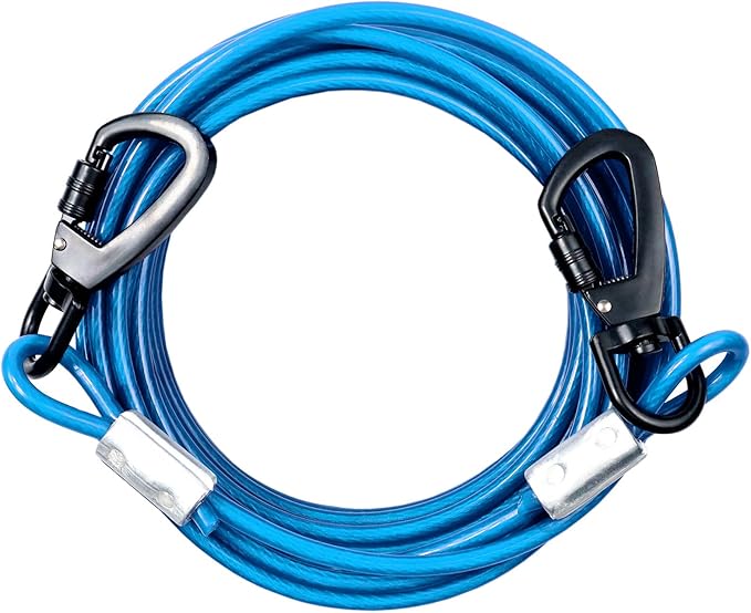Tie Out Cable for Yards - 10FT Heavy Duty, Chew Proof for Large Dogs Up to 125lbs, Durable for Camping or Yard