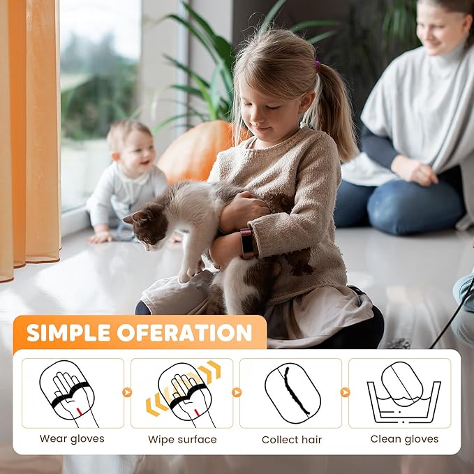 Pet Hair Removal Glove for Cats & Dogs, Reusable Pet Hair Remover Electrostatic Gloves for Couch, Furniture, Carpet