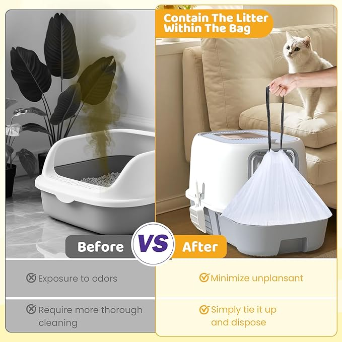 30 Count Cat Litter Liners Large, Jumbo Drawstring Extra Durable Pet Cat Pan Liners Extra-Thick Kitty Litter Box Bag 36" x 19"