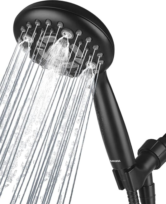 6 Spray Modes High Pressure Handheld Showerhead Set Upgraded 5 Inches Shower Head with Handheld Spray Premium Black Handheld Shower Head 60 Inches Stainless Steel Hose-1-Min Install