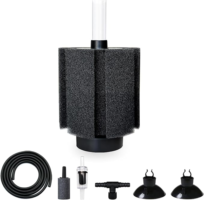 50-60 Gal Aquarium Sponge Filter with Ceramic Media and Bubble Diffuser Quiet Fish Tank Filters fit for Fry Breeding Shrimp Betta Fish Tank