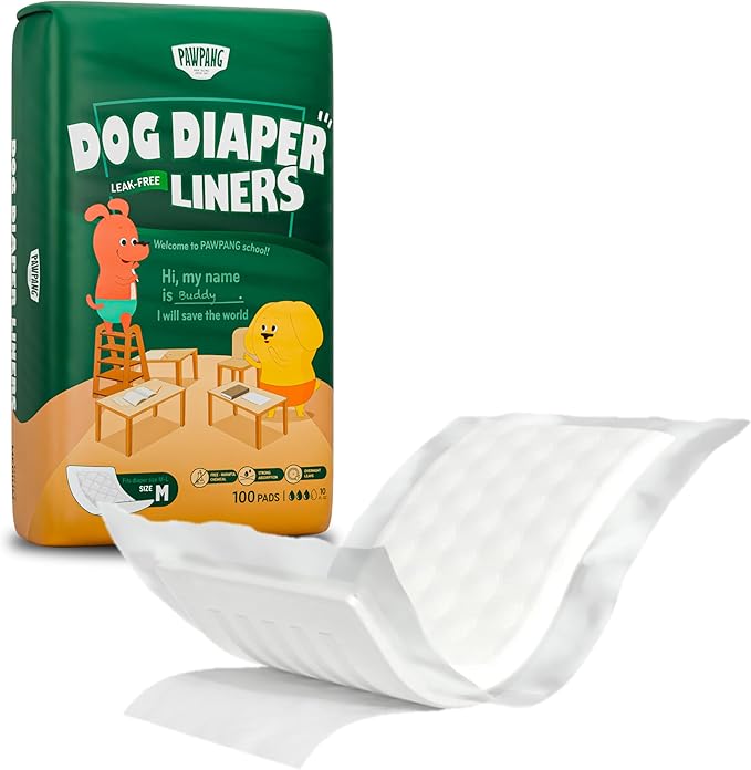 Disposable Dog Diaper Liners Booster Pads for Male & Female Dogs, 100ct, 4 Sizes Options, Doggie Diaper Inserts fit Most Types of Dog Diapers - Pet Belly Bands & Male Wraps (Medium (100 ct))