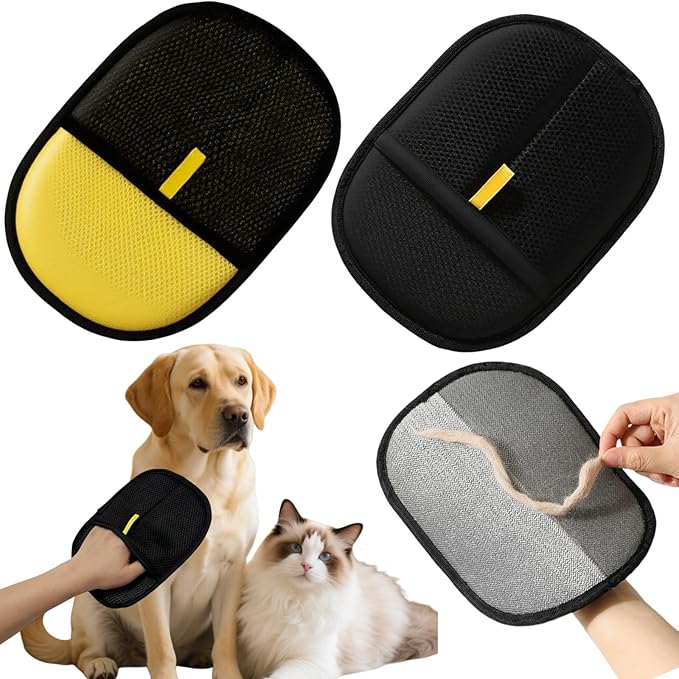 2Pcs Electrostatic Pet Hair Removal Gloves for Cats & Dogs,2025 New Upgraded Reusable Quick De-Shedding Grooming Gloves,Animal Fur Remover Tool for Couch,Carpet,Furniture,Car Seat,Clothing,Curtain