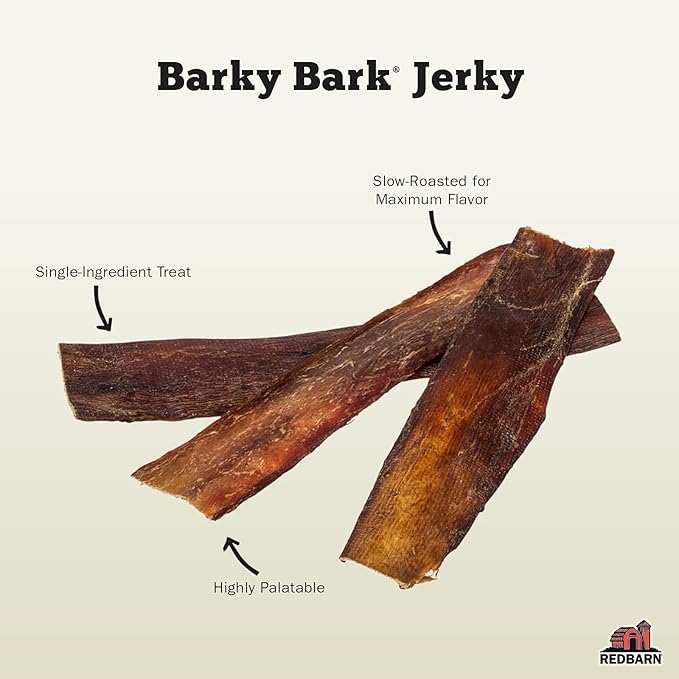 Redbarn Pet Products All-Natural Barky Bark Beef Jerky for Dogs - Medium 4-5" Strips - Premium Grain-Free & Rawhide-Free Treats w/Chondroitin & Glucosamine for Joint Health - 6 Count