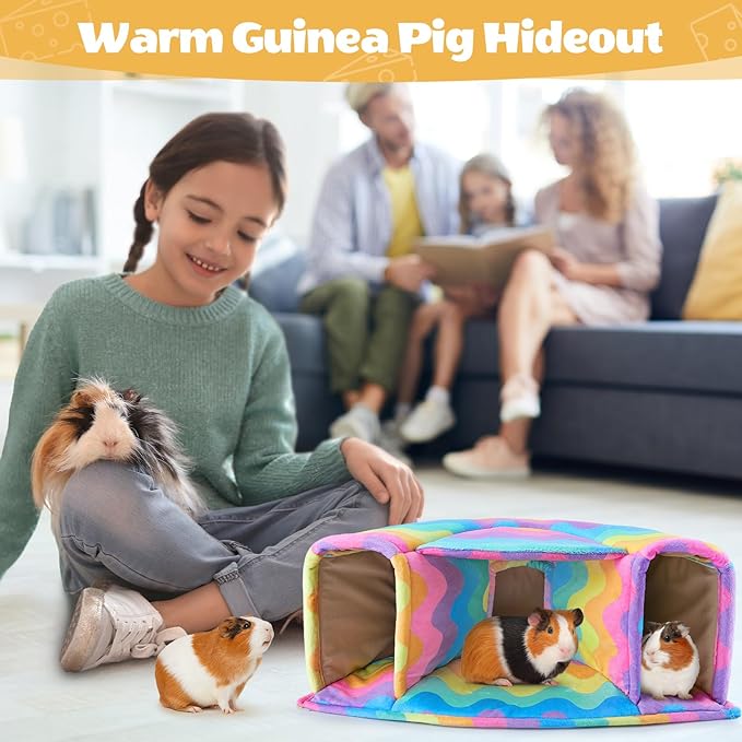 Unicorn Catcher Guinea Pig Hideout - Large Cozy Bed, Warm House, Washable Tunnel Accessories for Small Pets: Hamster, Chinchilla, Bunny