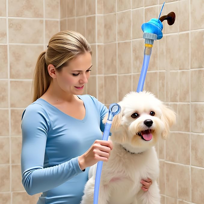 Slip-On Shower Hose Attachment with 6 Ft Hose - Faucet & Tub Faucet Adapter for Pet Bathing, Kitchen Sink, Portable Handheld Shower Head (Crystal Blue)