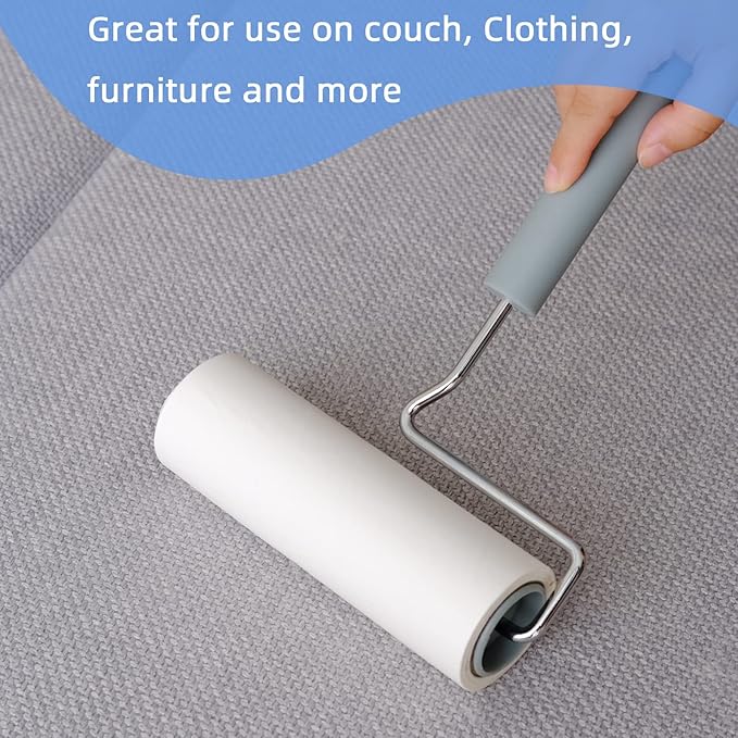 Extra Sticky Large Surface Lint Roller, 6.3'' Giant Lint Roller for Pet Hair, Lint Remover Roller for Cat Hair, Clothes, Furniture, 1 Handle + 270 Sheets, with Dust-Proof Case