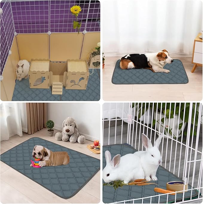 2 Pack Washable Guinea Pig Cage Liners for C&C 2x4 Habitat Guinea Pig Bedding Super Absorbent | Waterproof | Non Slip| Reusable Guinea Pig Pee Pads for Small Animals Cages - 57.1" x 27.6"