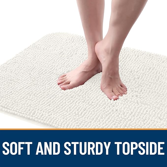 OLANLY Dog Door Mat for Muddy Paws 36x24, Absorbs Moisture and Dirt, Absorbent Non-Slip Washable Doormat, Quick Dry Chenille Mud Mat for Dogs, Entry Indoor Entryway Carpet for Inside Floor, Ivory