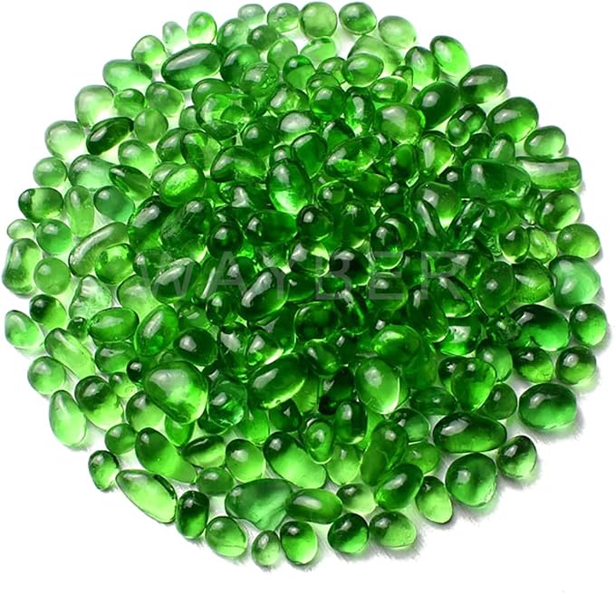 WAYBER Glass Stones, 1Lb/460g Irregular Sea Glass Pebbles Non-Toxic Artificial Gemstones for Vase Filler/Handmade Gift/Terrarium Flowerpot Aquarium Turtle Tank Decoration, Green