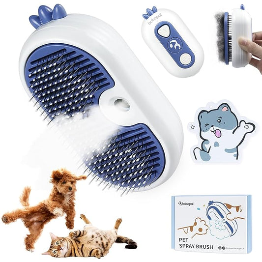 Cat Steam Brush, 3-in-1 Pet Steam Brush for Cats Shedding & Grooming, Brushes for Indoor Cats, Anti-Static Hair Removal Comb with Water Tank, Gentle Grooming Supplies for Long & Short Hair