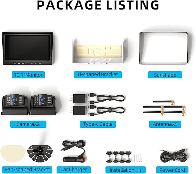 eRapta 2 Wireless Backup Camera Magnetic: 10.1" IPS DVR Monitor, Install-Free RV Backup Camera with Infrared Night Vision, Built-in 9600mAh Battery for Trailer/RV/Truck/Horse Trailer/Tractor ACT1002