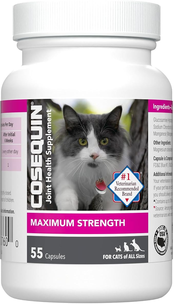 Nutramax Cosequin for Cats Joint Health Supplement, Contains Glucosamine for Cats, Plus Chondroitin, Supports Healthy Joints, For All Breeds and Sizes, Sprinkle Capsules, 55 Count